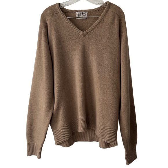 Vintage Sweaters - Vintage Camel Neutral Earthy Toned Lambswool Oversized Pullover Sweater Size XL